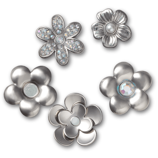 Monochrome Slvr Flwrs 5 Pack Jibbitz™ charms - Crocs outlet